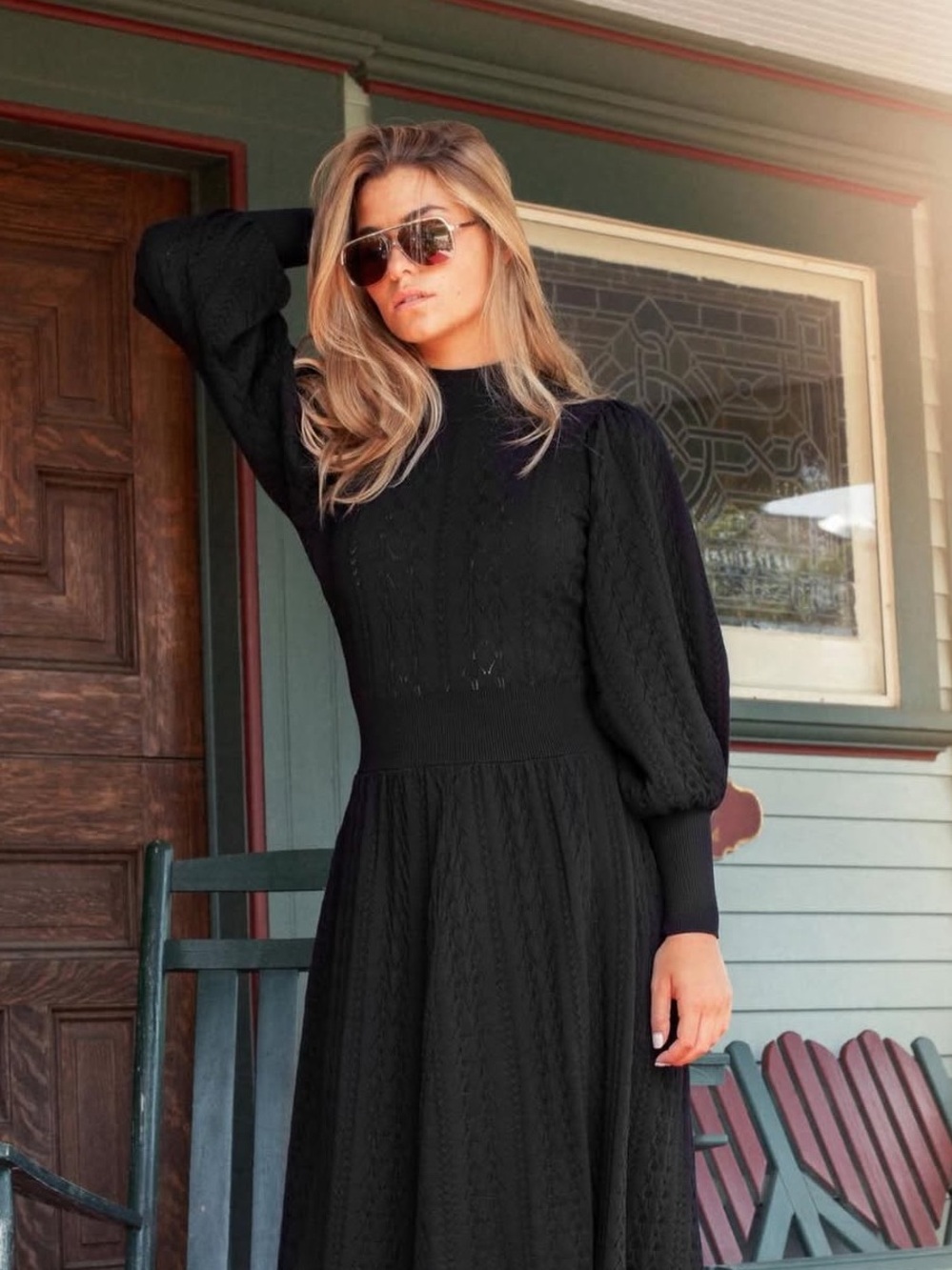 Mun Pointelle Sweater Black